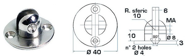 Base with fork/ pin Ø 6mm