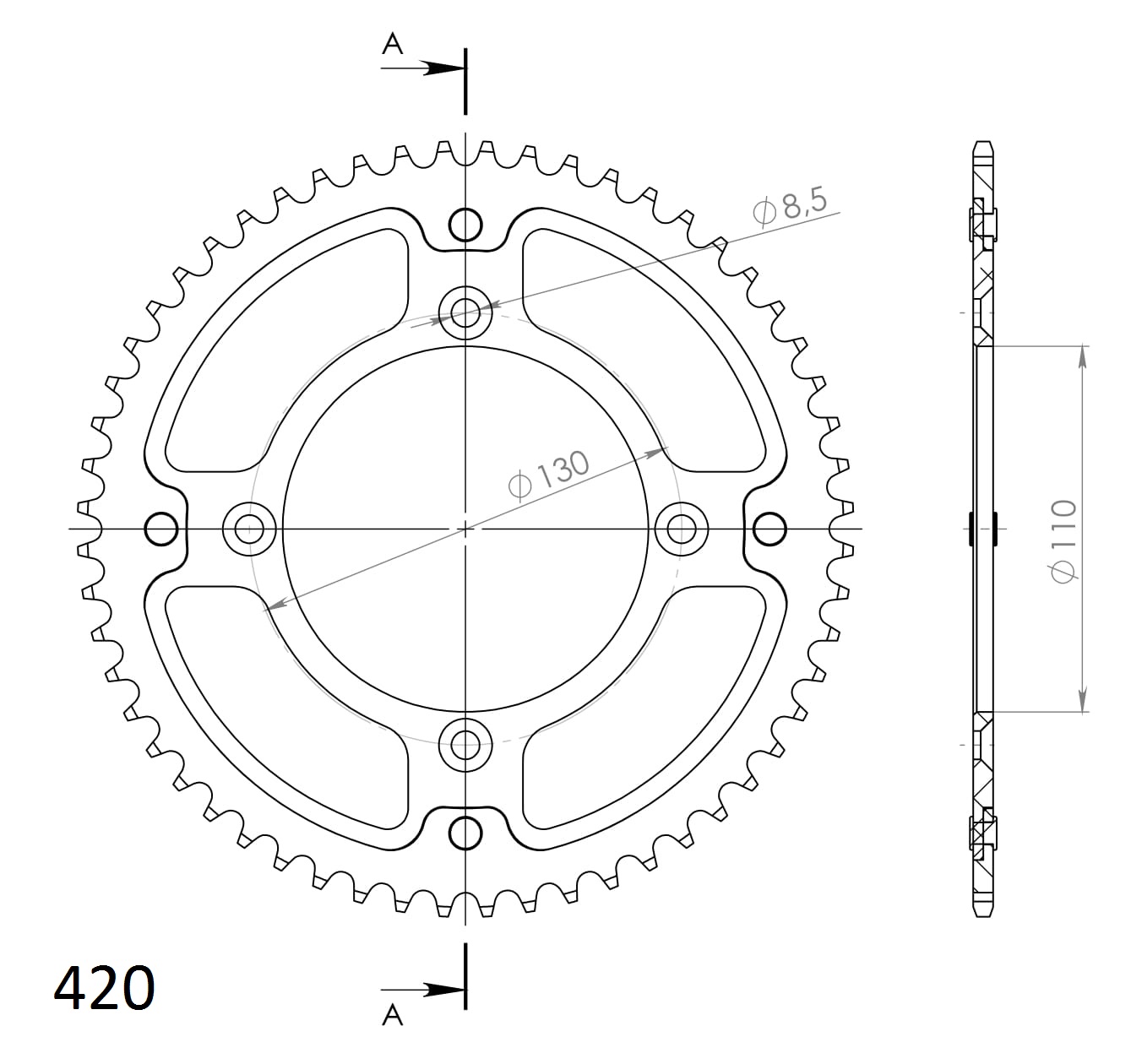 Supersprox Stealth Rear sprocket HO CR80/85,CRF150 Gold 56