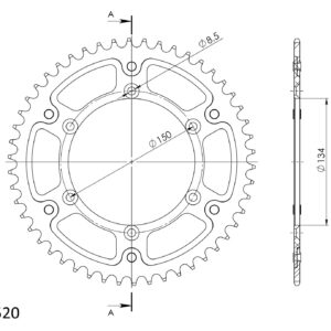 Supersprox Stealth Rear sprocket KA KX125/250/450/500 Gold 51