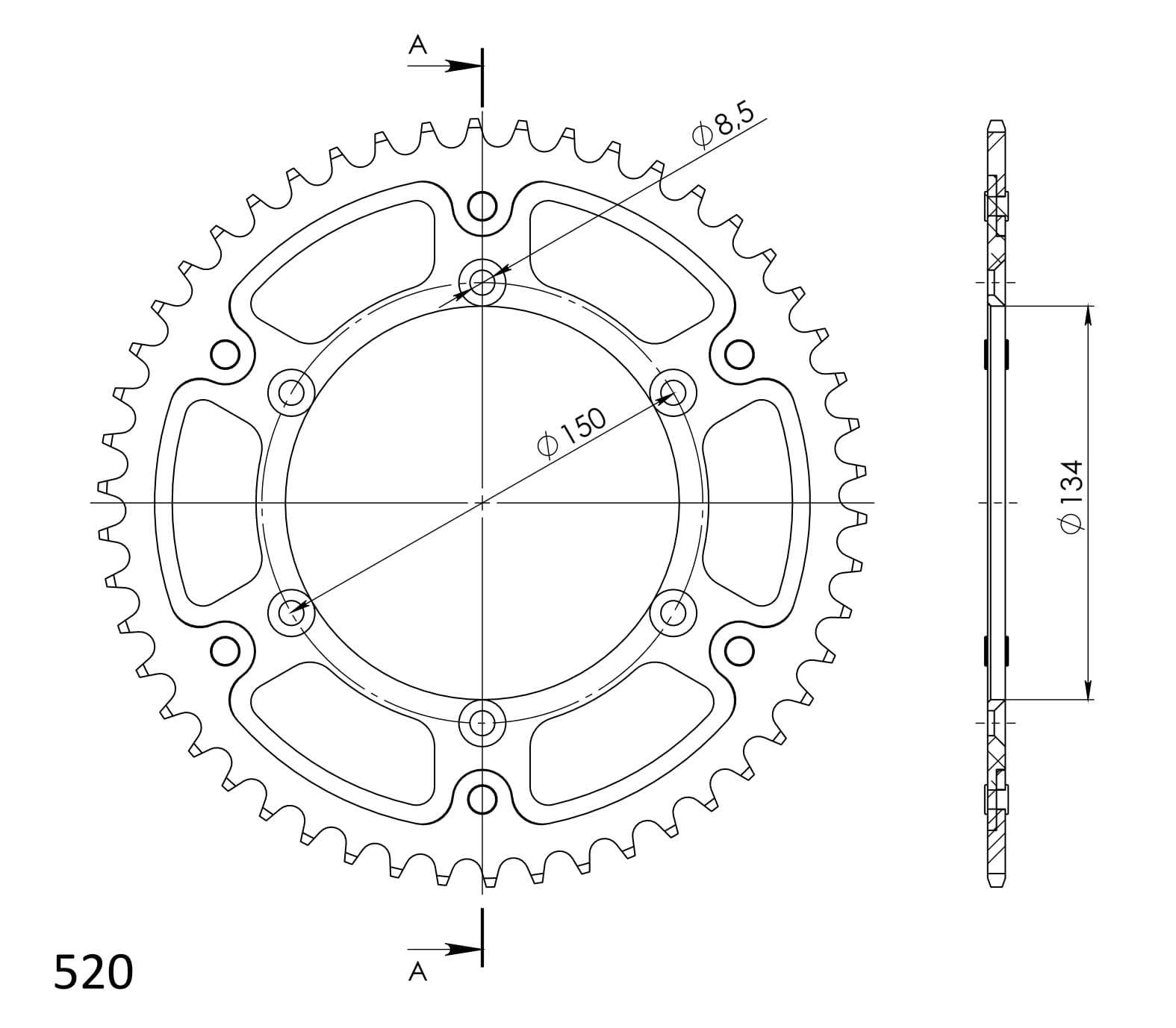 Supersprox Stealth Rear sprocket KA KX125/250/450/500 Gold 51