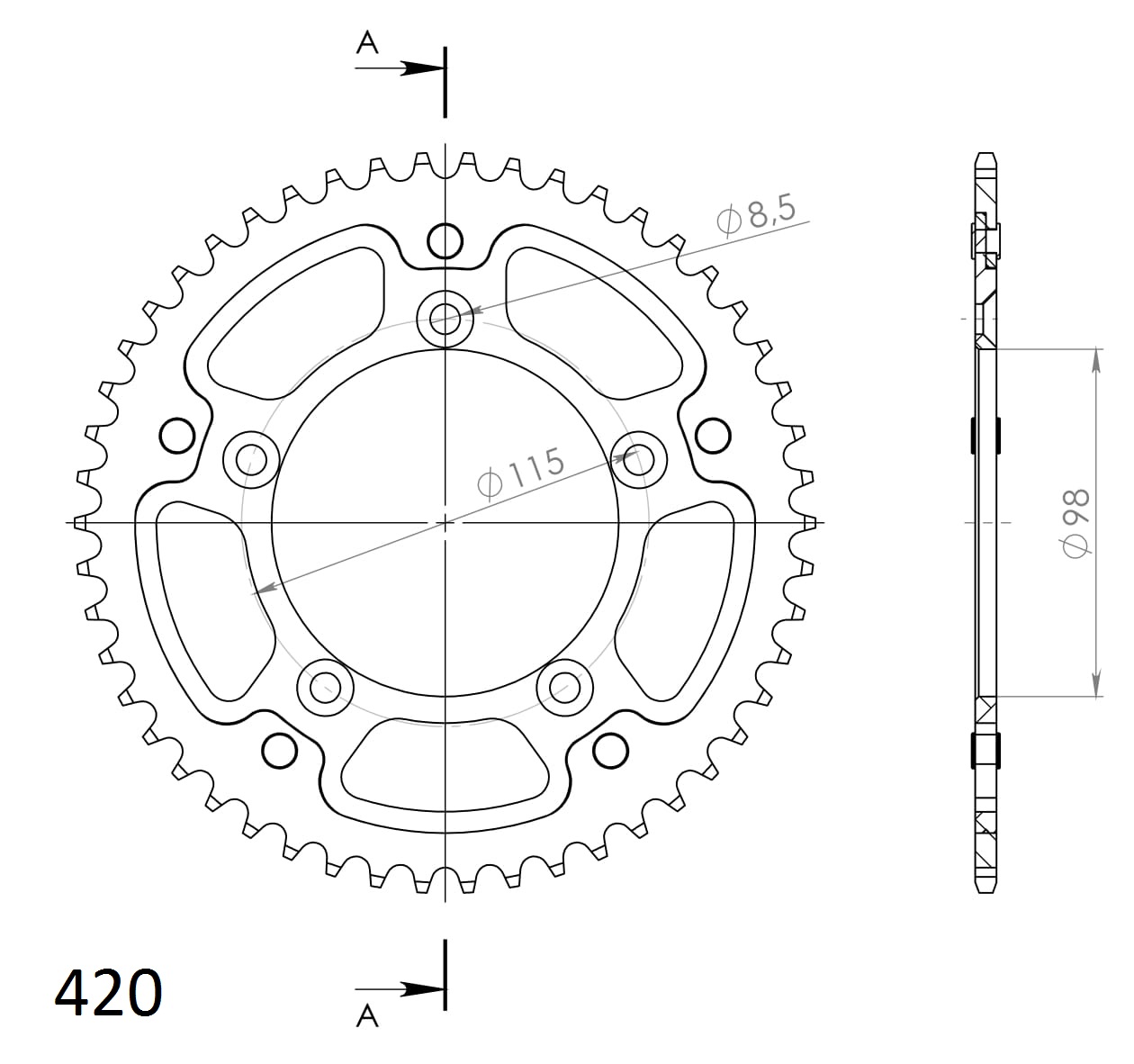 Supersprox Stealth Rear sprocket KTM SX65 48