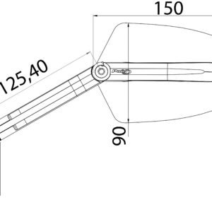 Puig Rear Mirror Mod. Gti Homolog. Left C/Black-Alu