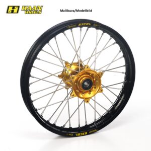 Haan wheel SX&SXF 15-/EXC 16- 17-3,50 BLACK RIM/GOLD HUB, BLACK SPOKES&NIPPLES
