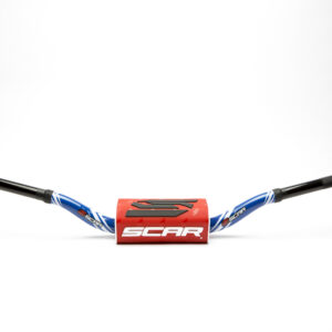 Scar Handlebar O² COLOR Ø28,6 (1 1/8”) - Yamaha YZ/YZF - BLUE Bar - RED Bar pad