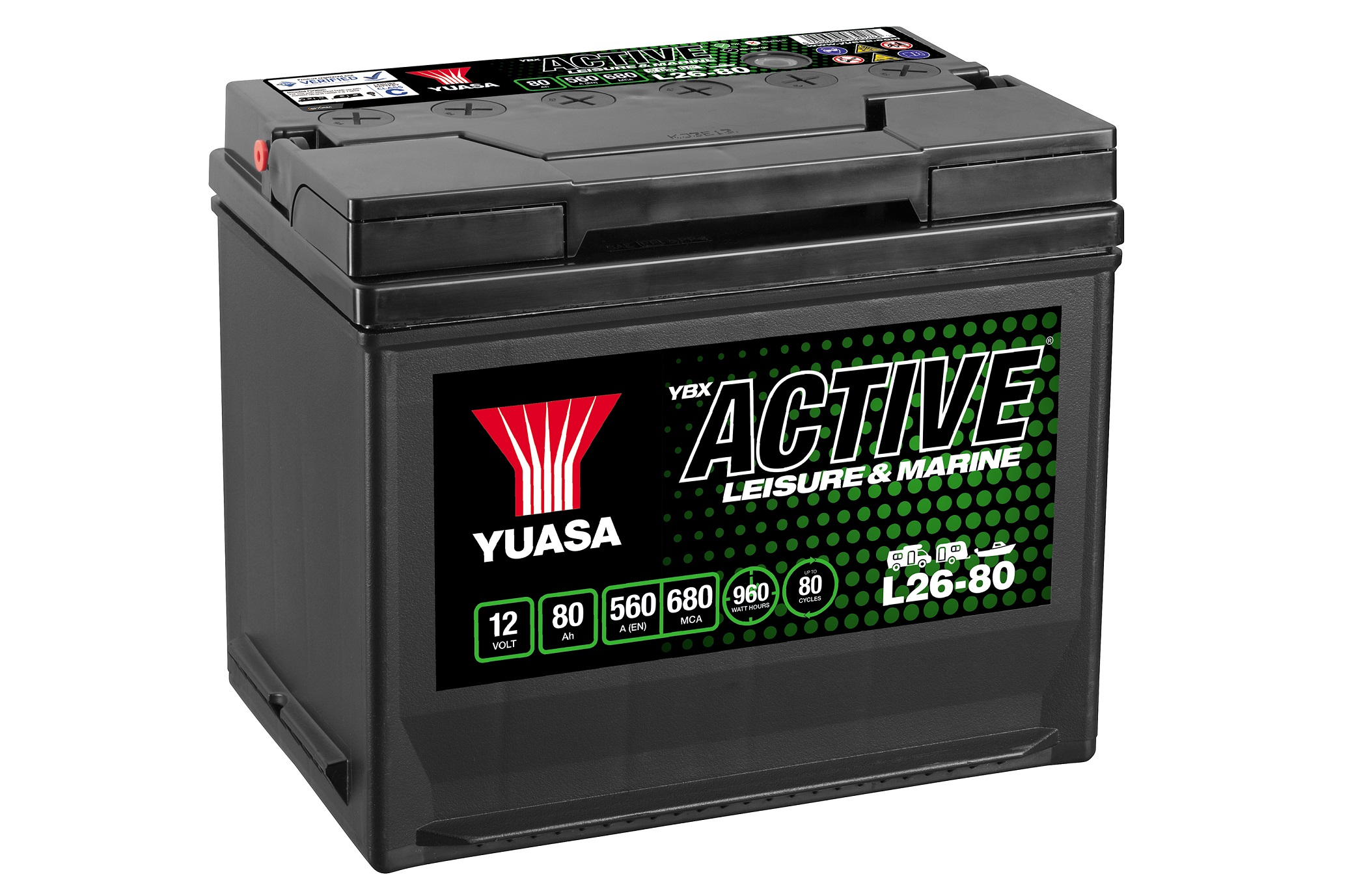 Yuasa L26-80 Active Leisure Battery 12V 80Ah 560A Note: Pallet cargo (18)