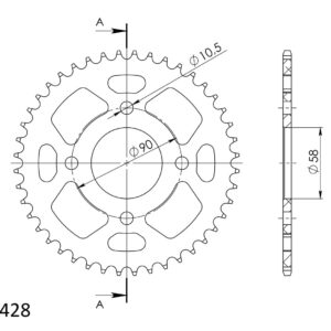 Supersprox Alu Rear sprocket HO CBR125 11- Red 44