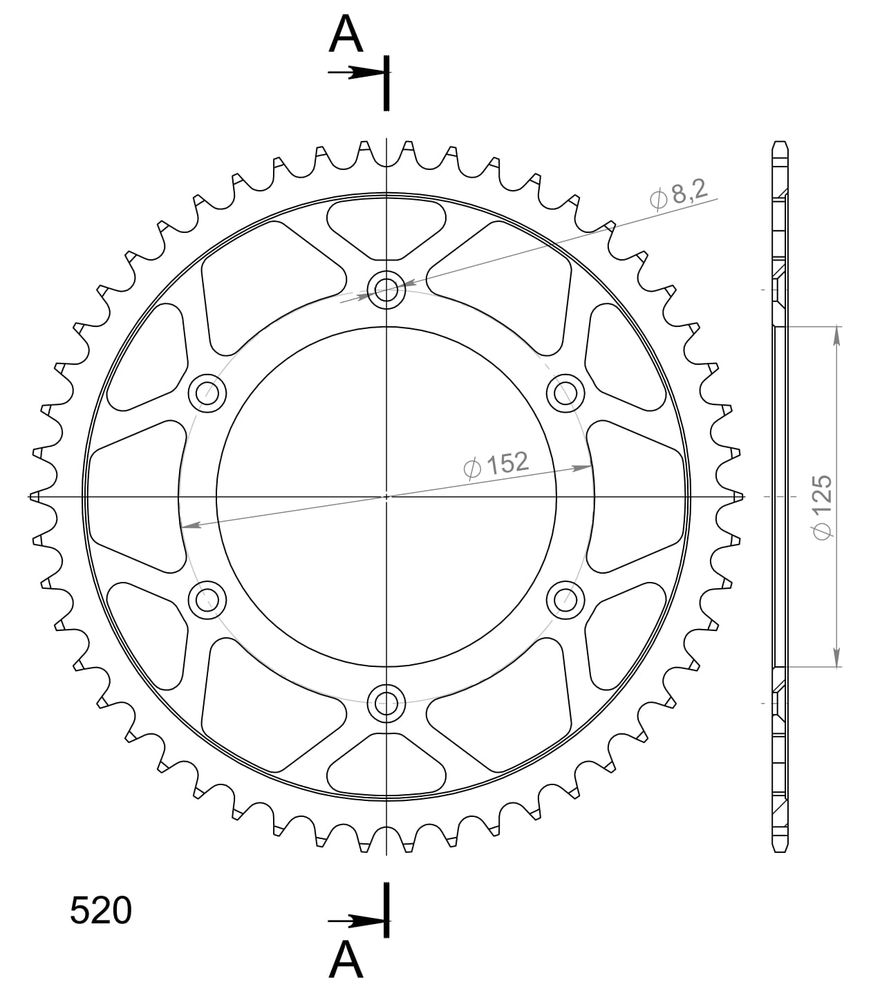 Supersprox Rear Sprocket Steel RFE-8000:52