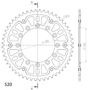 Supersprox Stealth Rear sprocketYA YZ/WRF/YZF 99- Gold 51