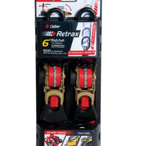 Caliber Retrax 6' Self rewind tiedown strap kit (2pc)