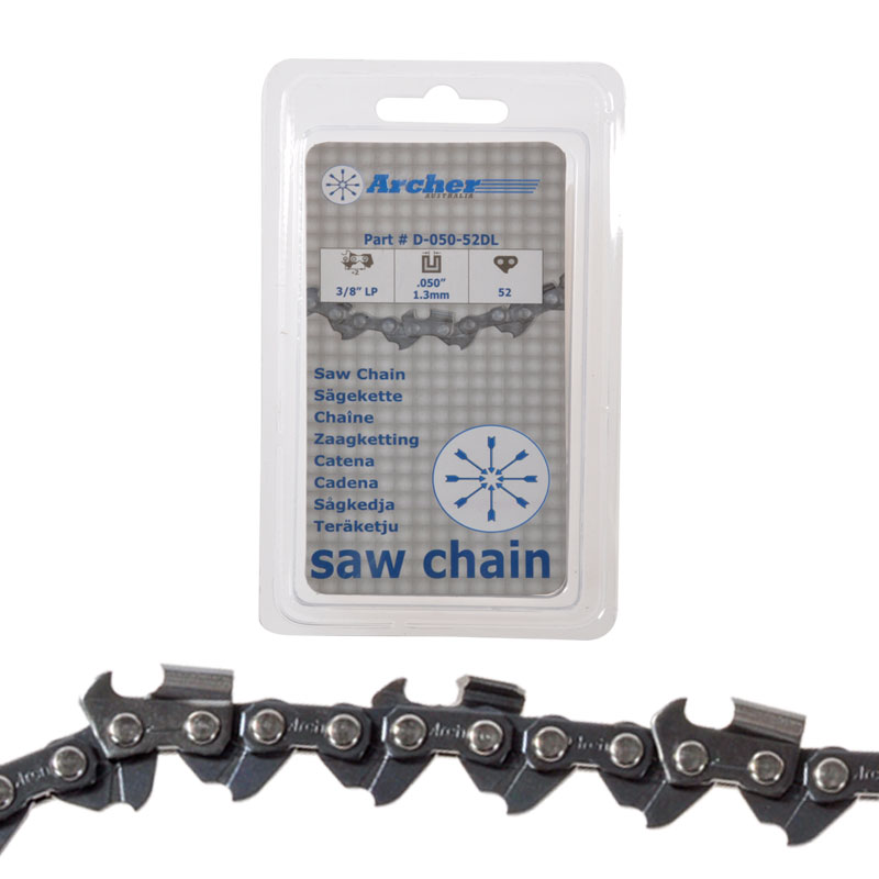 Archer Saw chain, 3/8" - 1,1mm - Micro 52L , Semi-Chisel teeth