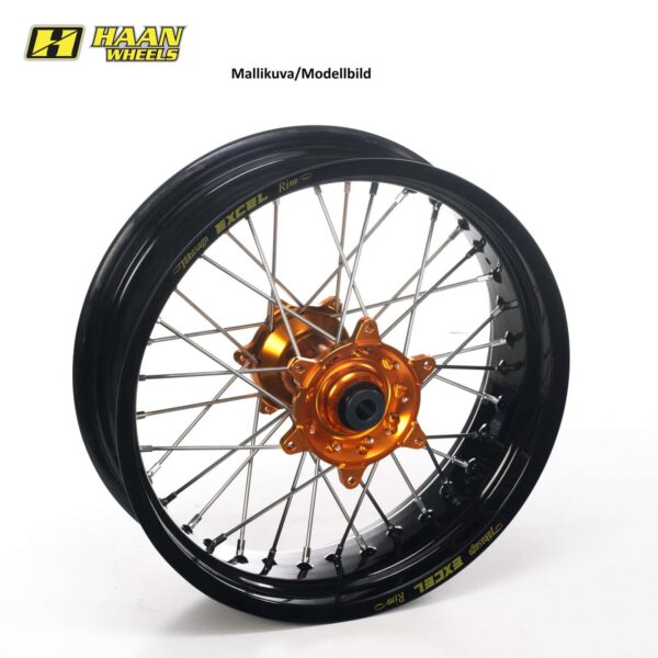 Haan wheel SX&SXF 15-/EXC 16- 17-3,50 BLACK RIM/BLUE HUB/BLUE NIPPLES
