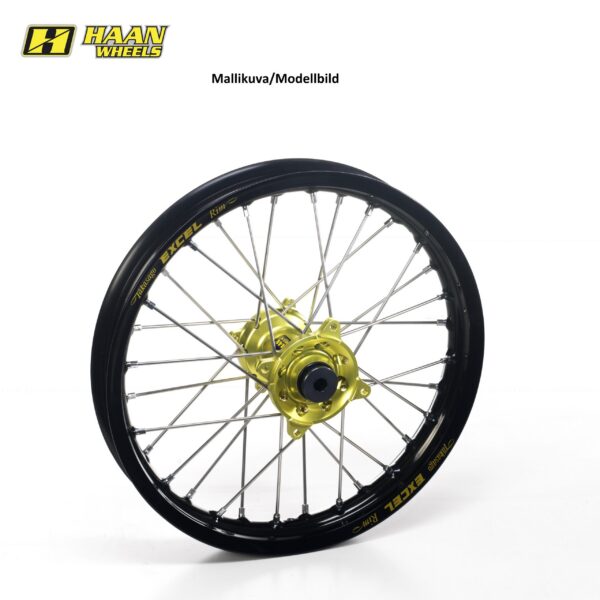 Haan wheel SX65 FRONT 02-24 14-1,60 BLACK RIM/YELLOW HUB/BLACK SPOKES&NIPPLES