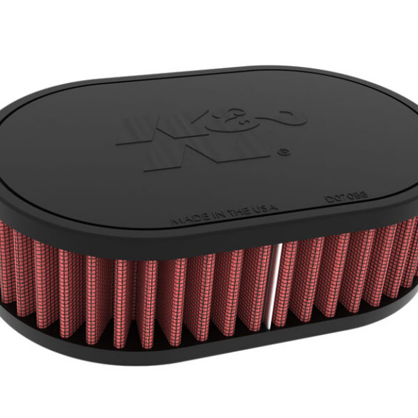 K&N Universal Clamp-On Air Filter 2-1/16"O/S Flg 7" X 4-1/2" 2"H Oval W/Vent