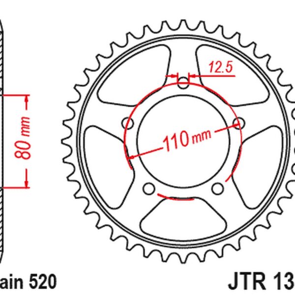 JT Rear Sprocket ZBK - Black Zinc JTR1330.45ZBK