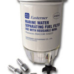 Fuel water separating filter Racor type 10 micron aluminium head clear bowl