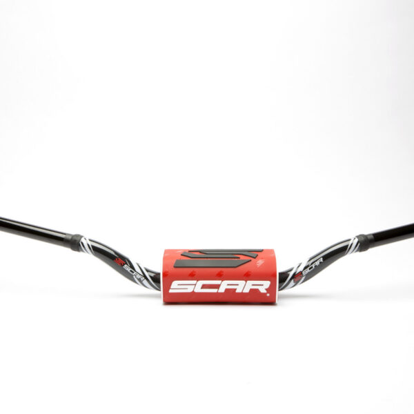 Scar Handlebar O² COLOR Ø28,6 (1 1/8”) - Yamaha YZ/YZF - BLACK Bar - RED Bar pad
