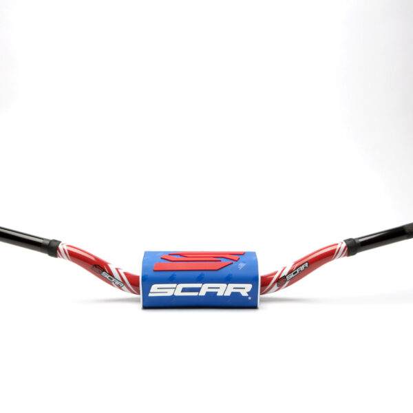 Scar Handlebar O² COLOR Ø28,6 (1 1/8”) - Yamaha YZ/YZF - RED Bar - BLUE Bar pad