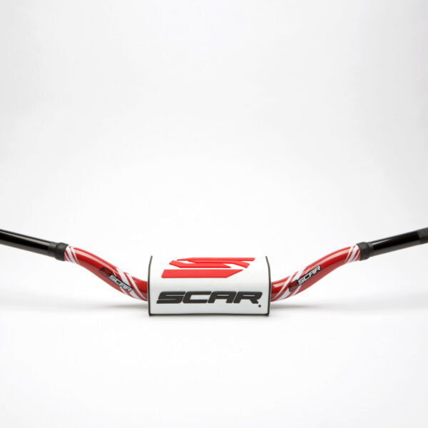 Scar Handlebar O² COLOR Ø28,6 (1 1/8”) - Yamaha YZ/YZF - RED Bar - WHITE Bar pad