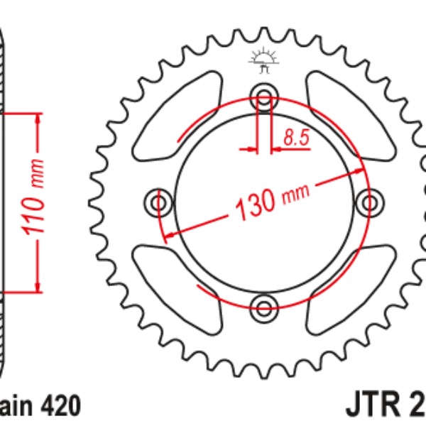 JT Rear Alu Sprocket 7075 T6 Red JTA215.56RED