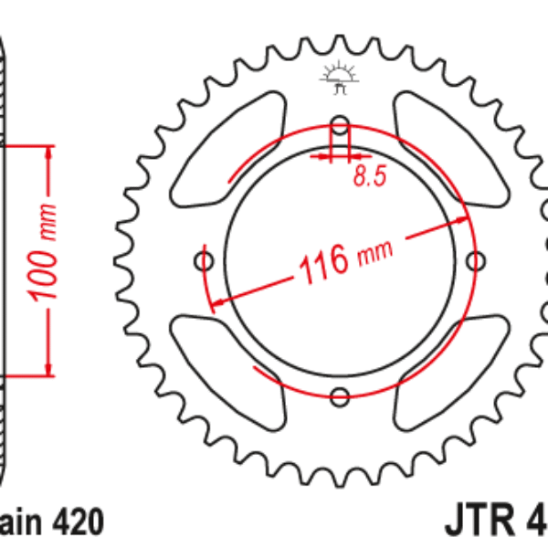 JT Rear Alu Sprocket 7075 T6 Black JTA461.50BLK