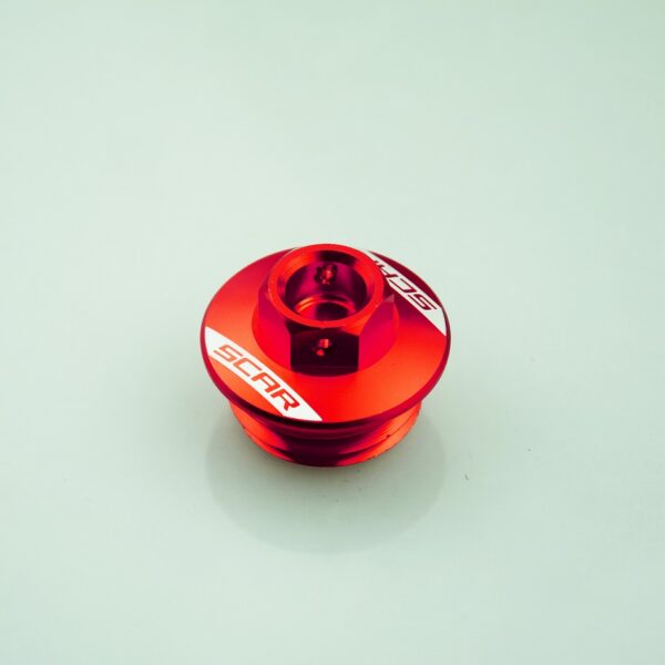 Scar Oil Filler Plug - Honda/Kawasaki/Yamaha Red color