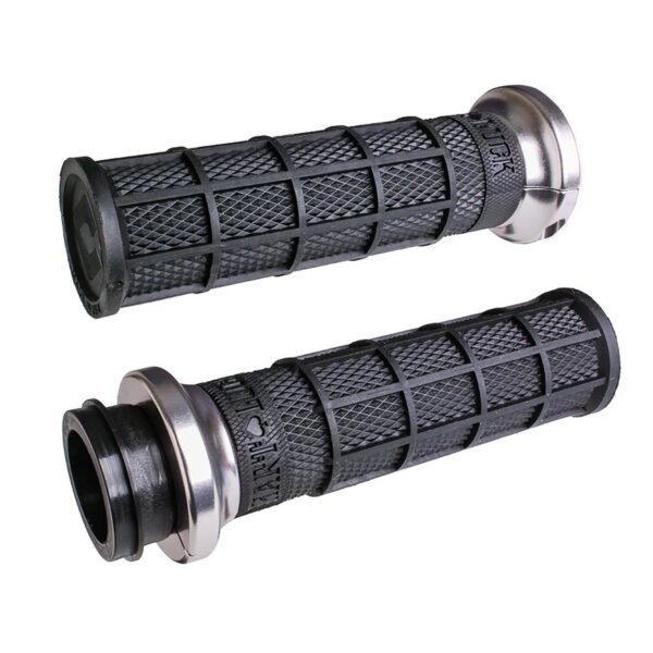 ODI Street V-TWIN Lock-On HART-LUCK Full-Waffle BLACK/Black/silver