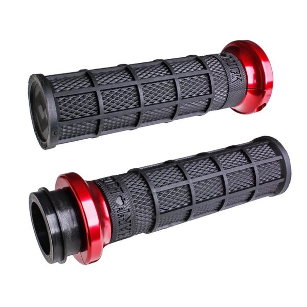 ODI Street V-TWIN Lock-On HART-LUCK Full-Waffle BLACK/Black/red