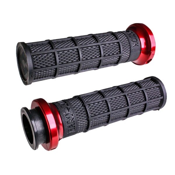 ODI Street V-TWIN Lock-On HART-LUCK Full-Waffle BLACK/Black/red