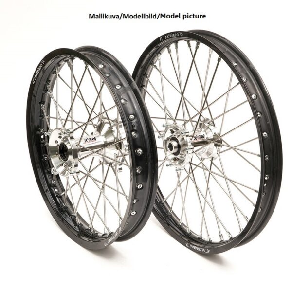 REX WHEELS 18-2,15 EXC&EXCF 24-.. TE&FE 24-.. EC&ECF 24 BLACK RIM/SILVER HUB 22M