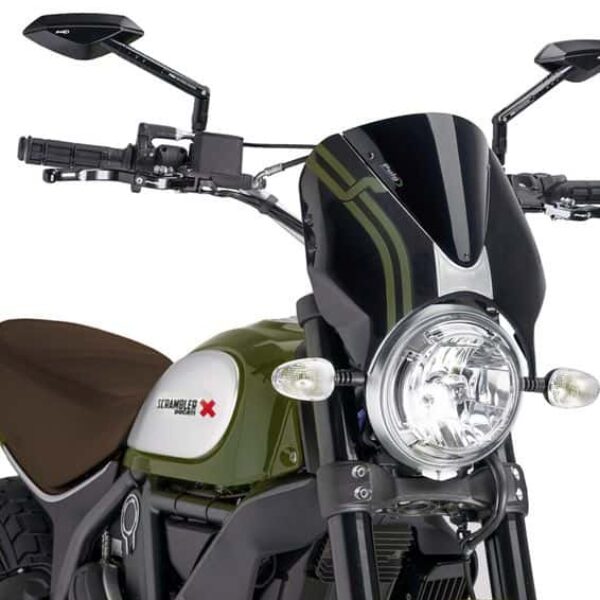 Puig Windshield Retrovision Scrambler 15-17 Black/Bl