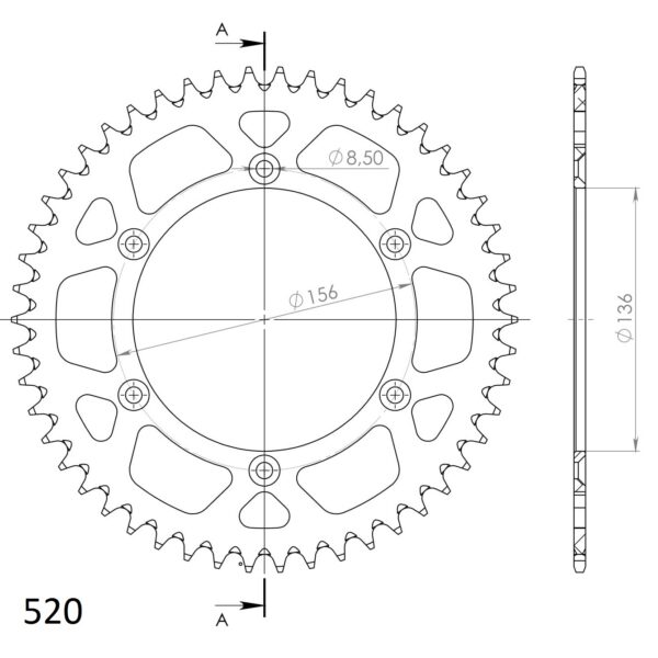 Supersprox Alu Rear sprocket Husqv. Red 50