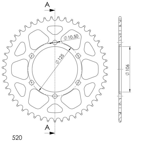 Supersprox Rear Sprocket Alu RAL-2013:47 Black
