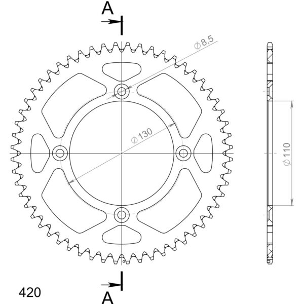 Supersprox Rear Sprocket Alu RAL-209:56 Black