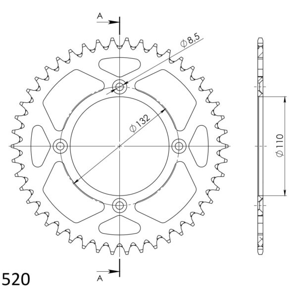Supersprox Rear Sprocket Alu RAL-720:46 Black