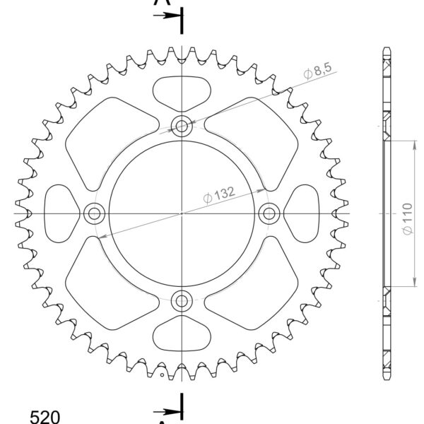 Supersprox Rear Sprocket Alu RAL-720:48 Black