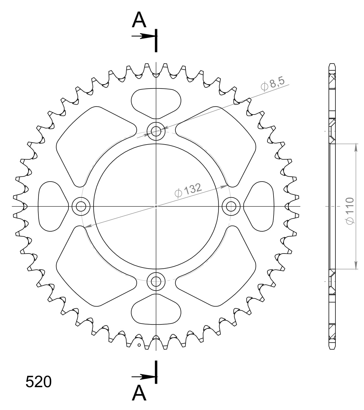 Supersprox Rear Sprocket Alu RAL-720:48 Black