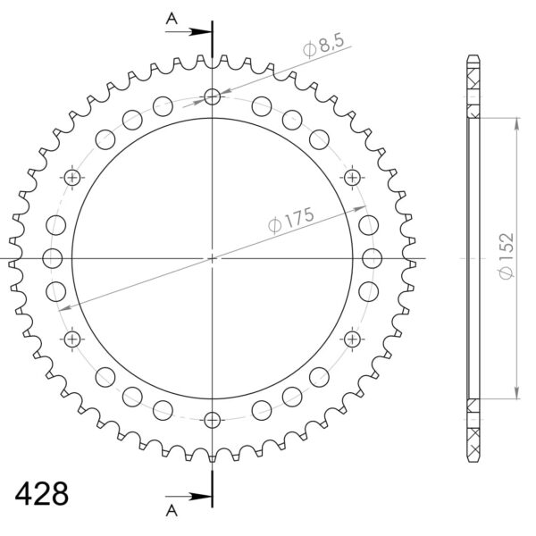 Supersprox Alu Rear sprocketYA WR125 Red 53