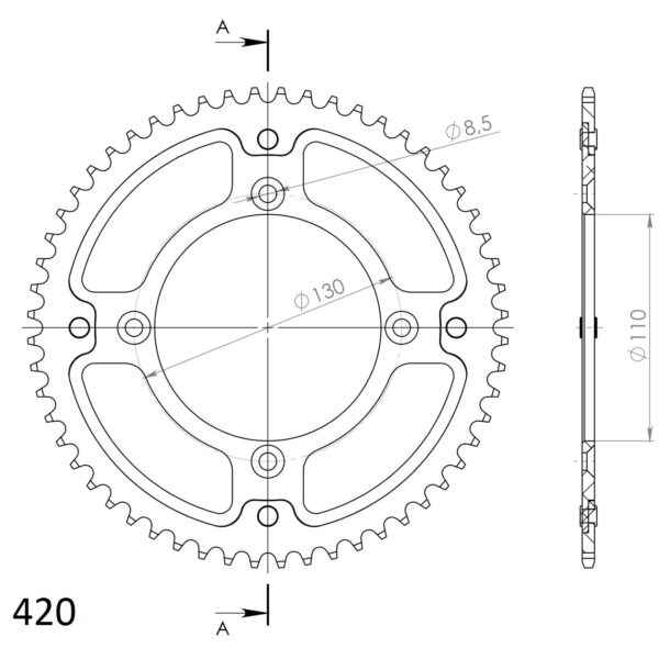 Supersprox Stealth Rear sprocket HO CR80/85CRF150 Gold 56