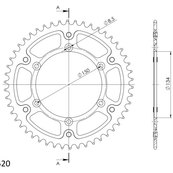 Supersprox Stealth Rear sprocket KA KX125/250/450/500 Gold 51