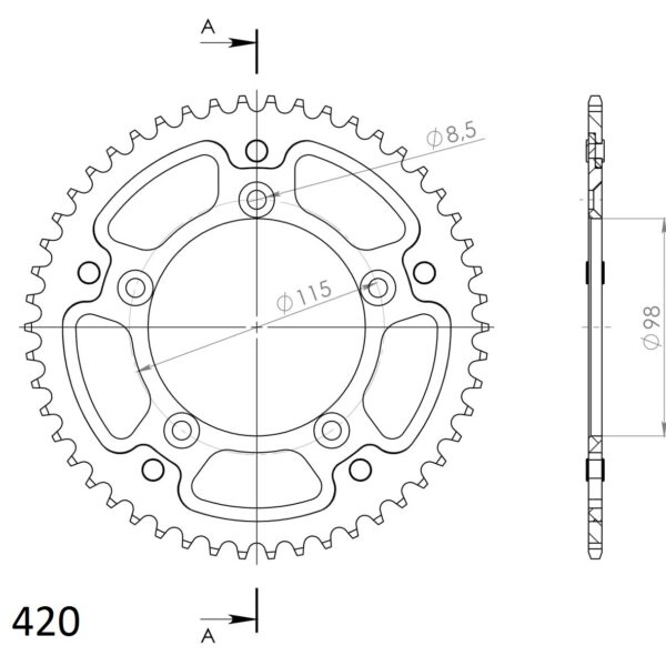Supersprox Stealth Rear sprocket KTM SX65 50