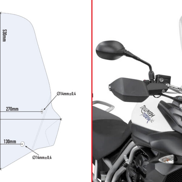 Givi Specific screen transparent 53 x 46.5 cm (H x W) Tiger 800 11-