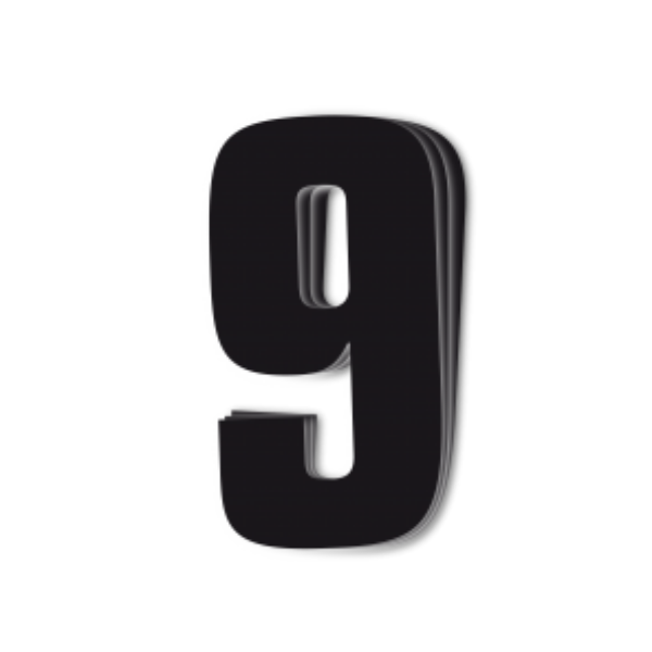 Blackbird Race Numbers Black - pack of 3 cm.16x7.5cm #9
