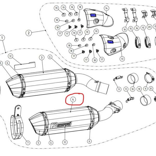 Akrapovic Muffler Right CA Z1000 2014-2020