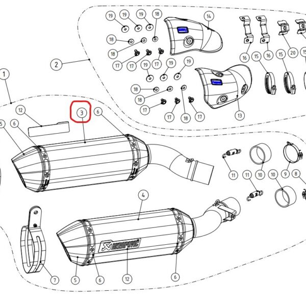 Akrapovic Muffler Left CA Z1000 2014-2020