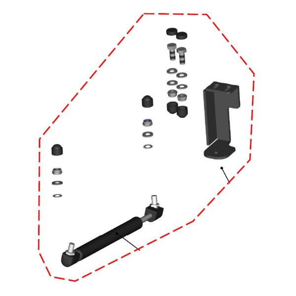 DFK Gas spring incl. bracket Left Polaris Ranger 570 Midsize 2022->