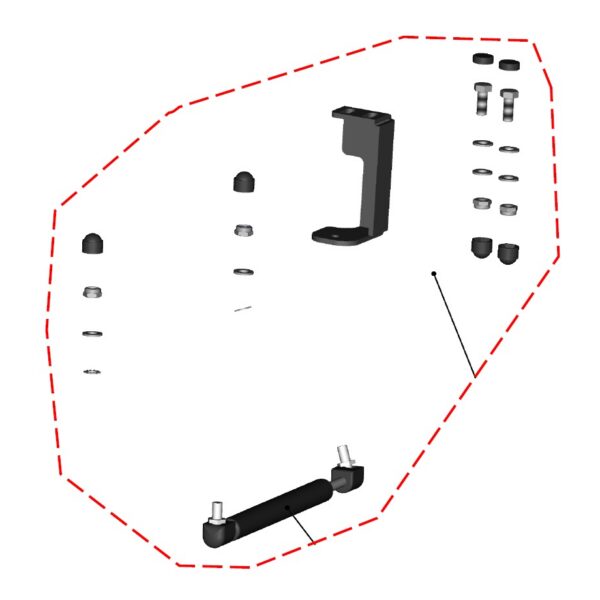 DFK Gas spring incl. bracket Right Polaris Ranger 570 Midsize 2022->