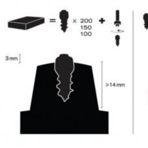 MaxiGrip Studs 150pakk 15mm Inc installation tool