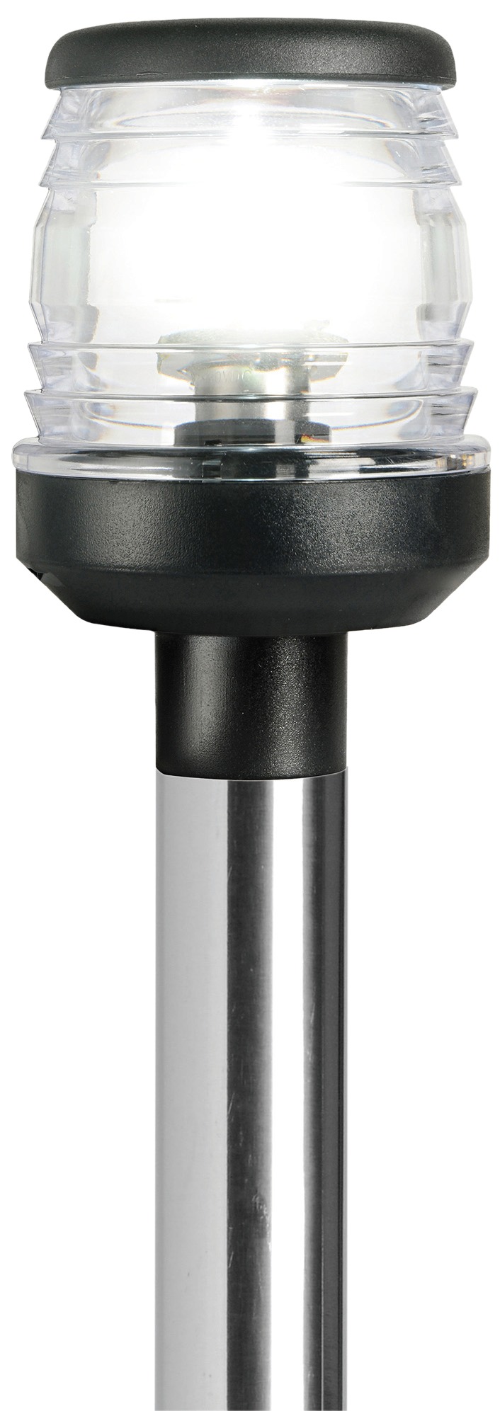 SS light pole 100 cm w/black plastic light 360°