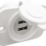 Double USB socket white rear nut + panel