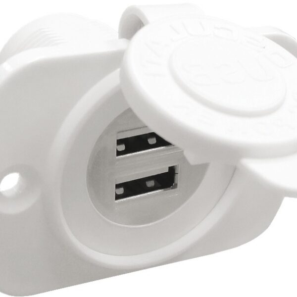 Double USB socket white rear nut + panel